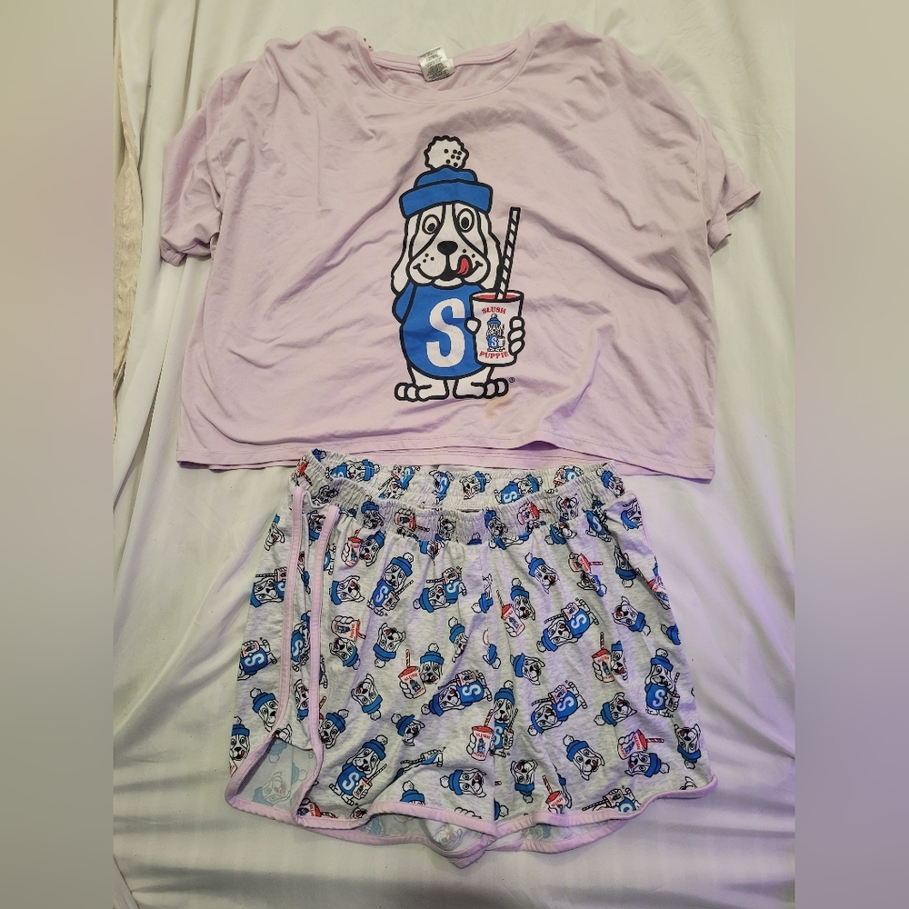 Lilac Dog Graphic Pajama Set - Women's Two-Piece Sleepwear